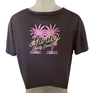 Hurley Crop Top Quality Goods Gray Tee Shirt Women M Medium